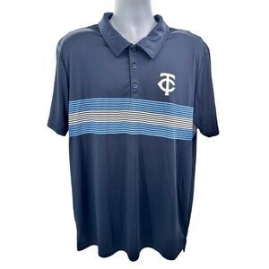 Minnesota Twins Polo Shirt Size XL Blue Striped TC Logo Sheboygan Promo‎